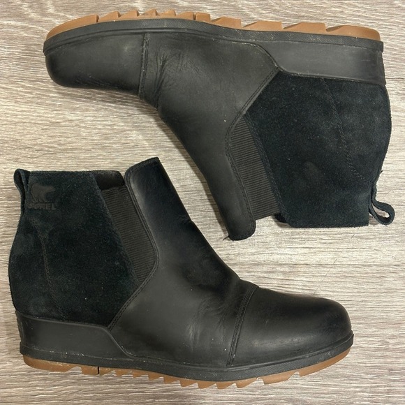 Sorel Evie II Chelsea Booties Womens 9 Black Waterproof Leather Suede NL3816-010 - Picture 4 of 9